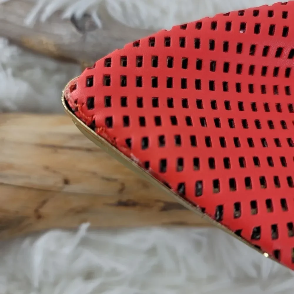 Lane bryant  coral pointy flats faux leather